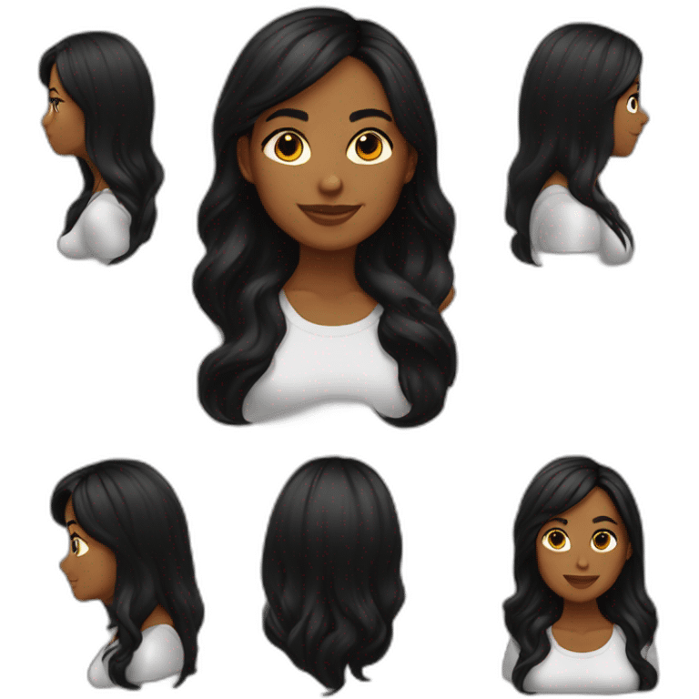 cabello negro corto, mujer emoji