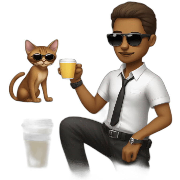 gangster-with-a-Abyssinian cat-gun-and-sunglasses-drinking-coffee emoji