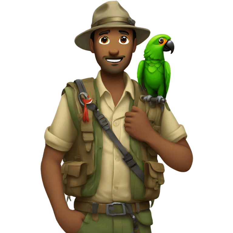 explorer with a parrot emoji