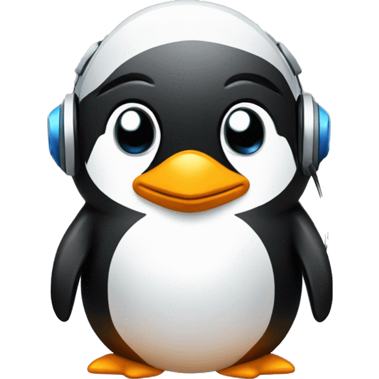 gamer penguin with gamepad emoji