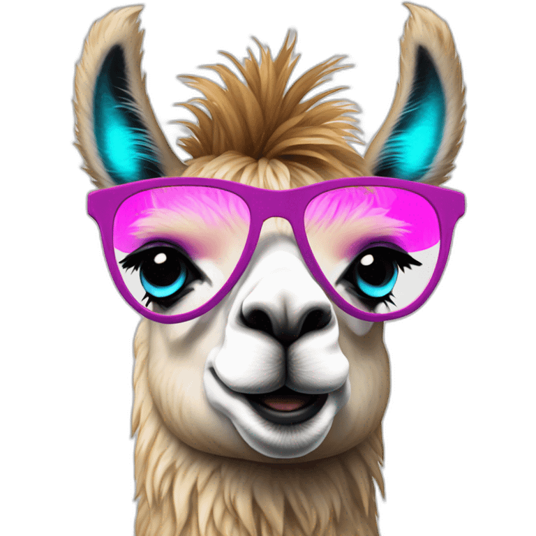 Flamboyant llama with neon eyes emoji