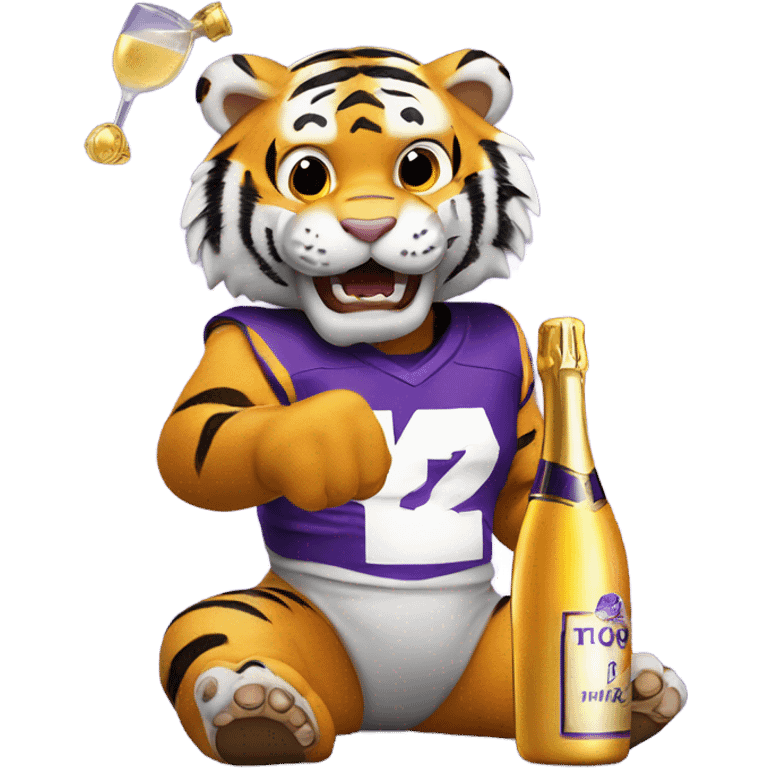 LSU Mike the Tiger popping champagne bottle emoji