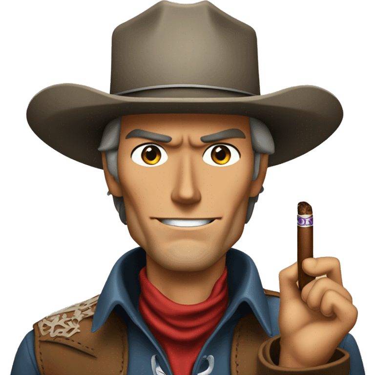 young cowboy Clint Eastwood with a small cigar in his mouth emoji