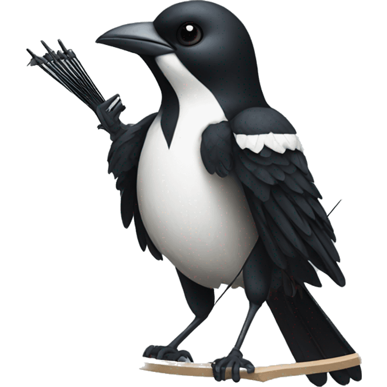 a magpie holding a bow and arrow emoji