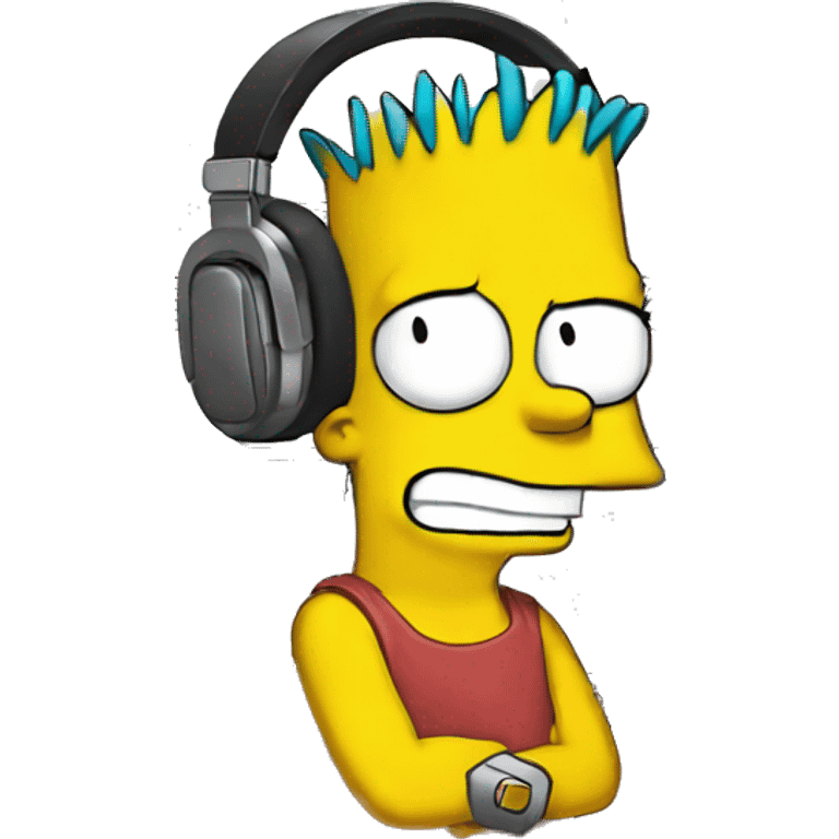 bart simpson lestions to music on headpones emoji