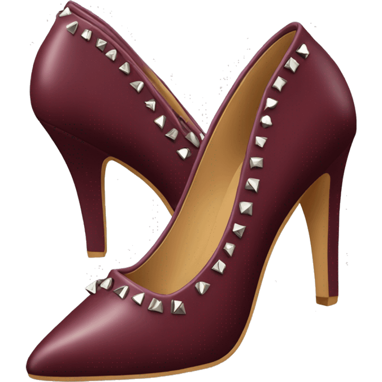 Realistic isolated pair of burgundy  pointed toe studded high heel shoes.  emoji