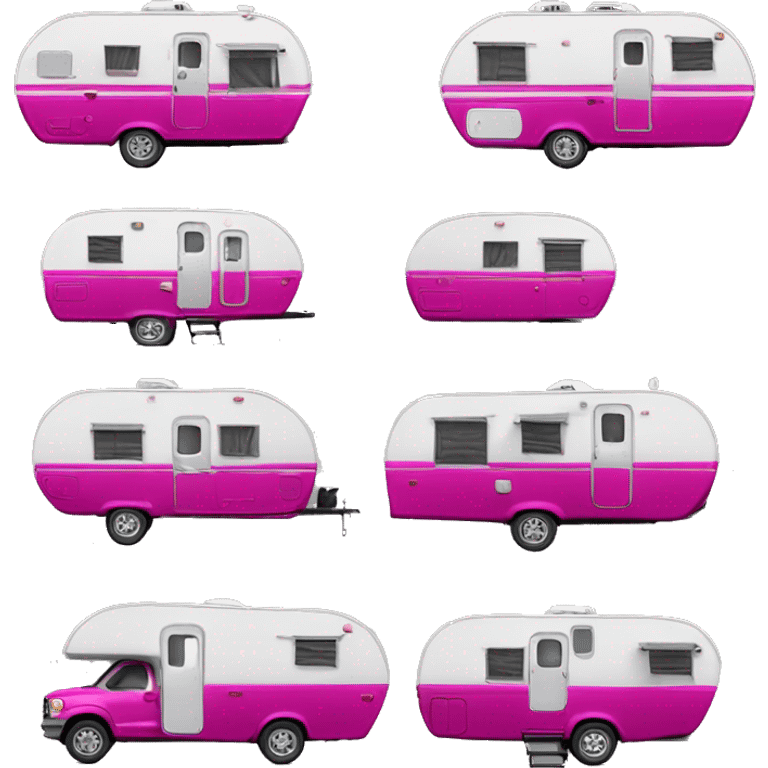 Realistic fuschia camping travel trailer isolated.  emoji