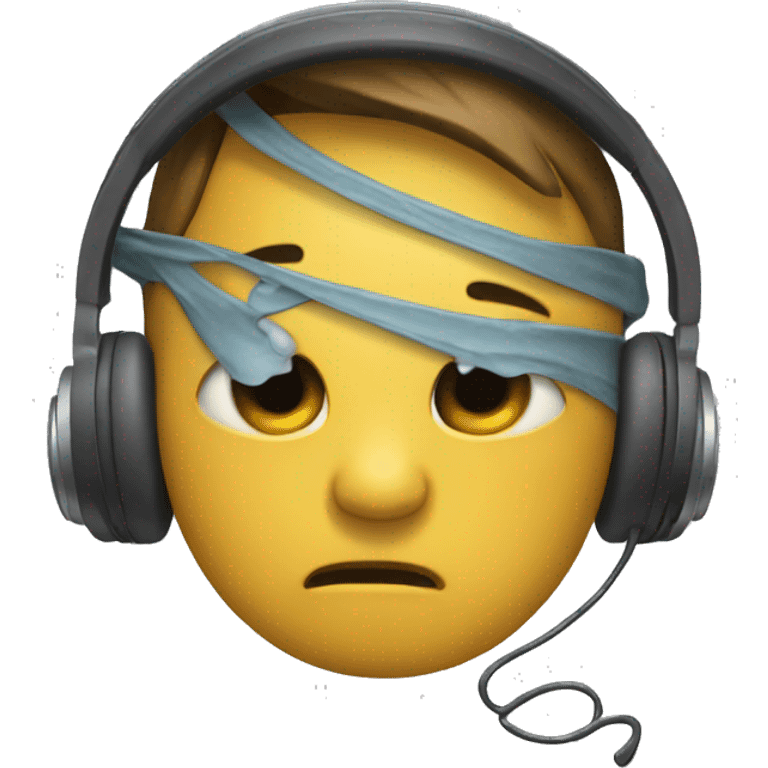 Crying emoji with headset  emoji