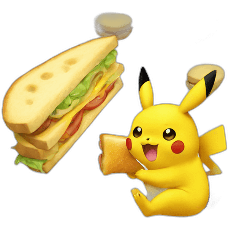 picachu eats sandwich emoji