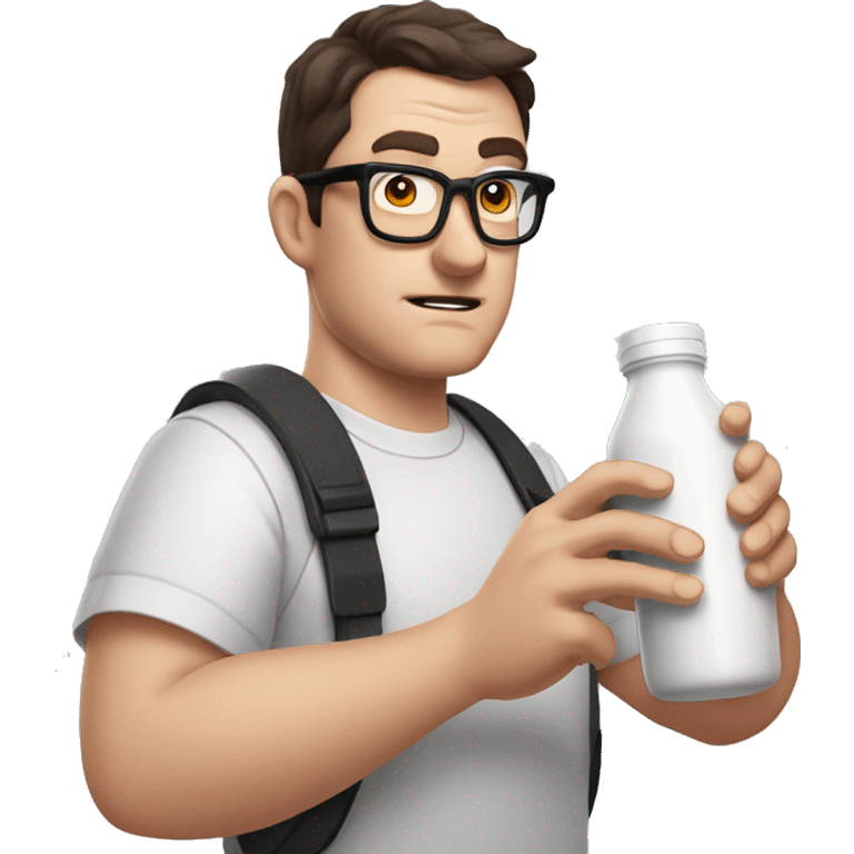 angry video game nerd holding a bottle of soylent emoji