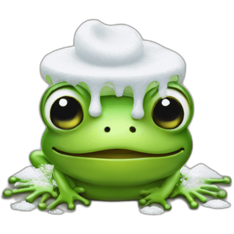 Frog with powdered sugar emoji