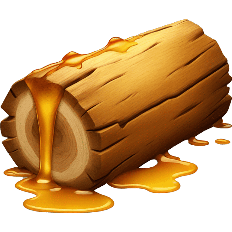 A wooden log covered in honey dripping on it emoji