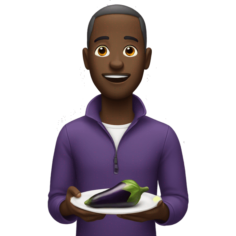 Black man eating eggplant emoji