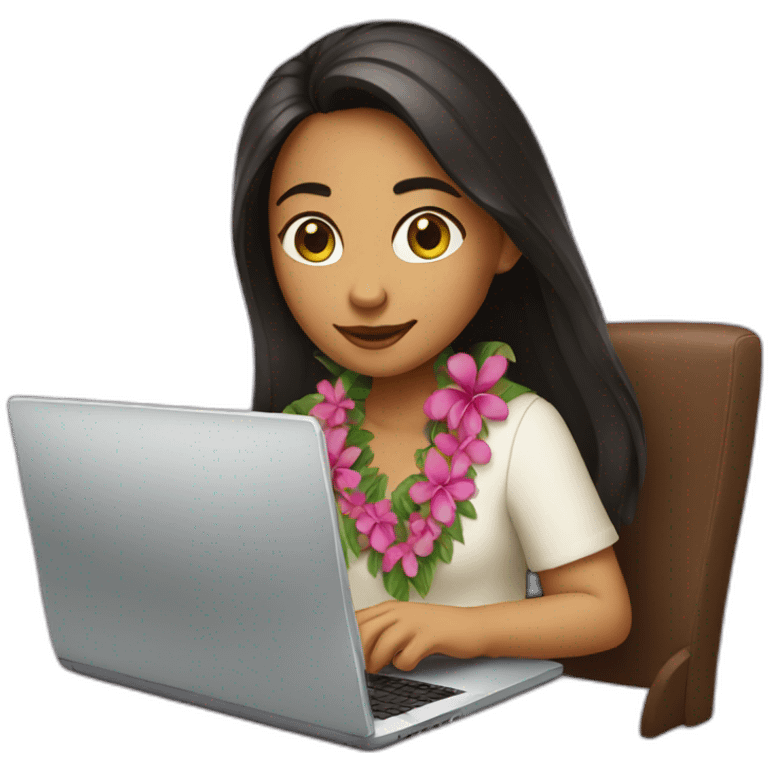 Hawaiian girl with her laptop emoji