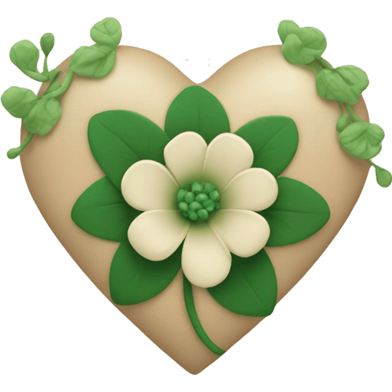 Heart beige with green flower emoji