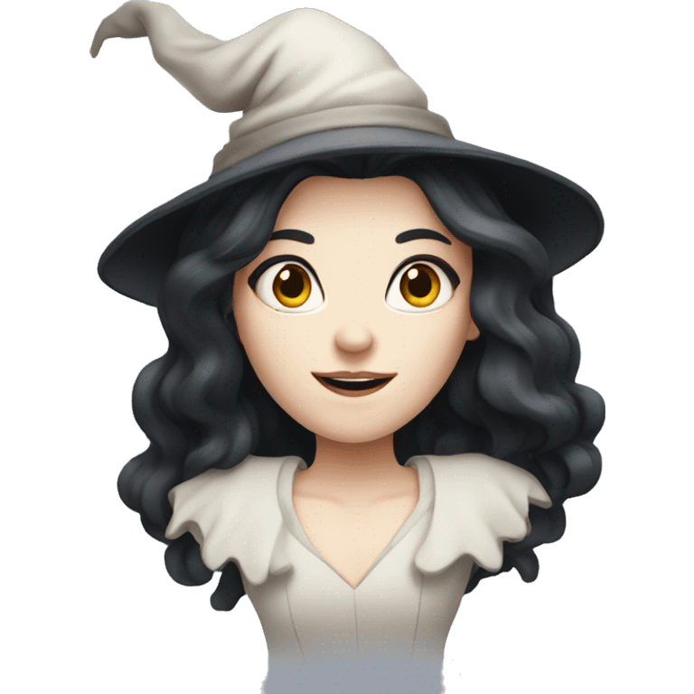 Long black haired witch with pale skin emoji