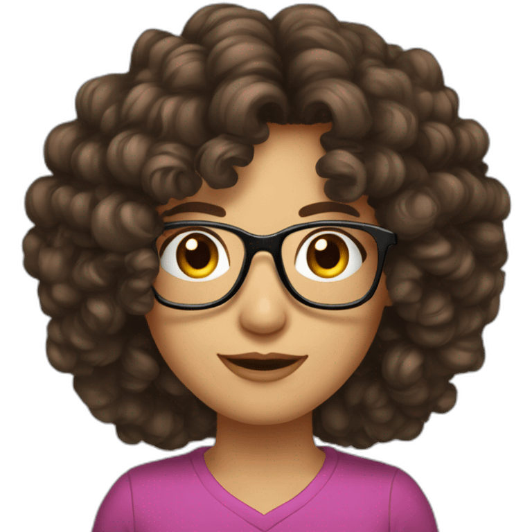 brune cheveux bouclés lunettes emoji