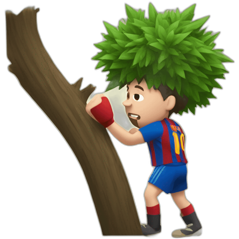 Messi punching a tree emoji