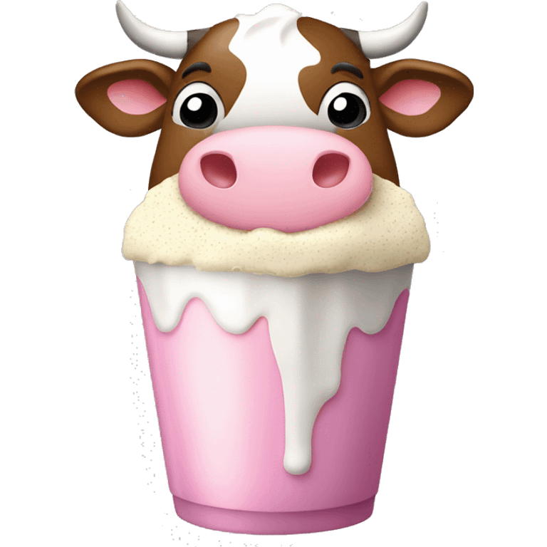 fat cow having milkshake emoji