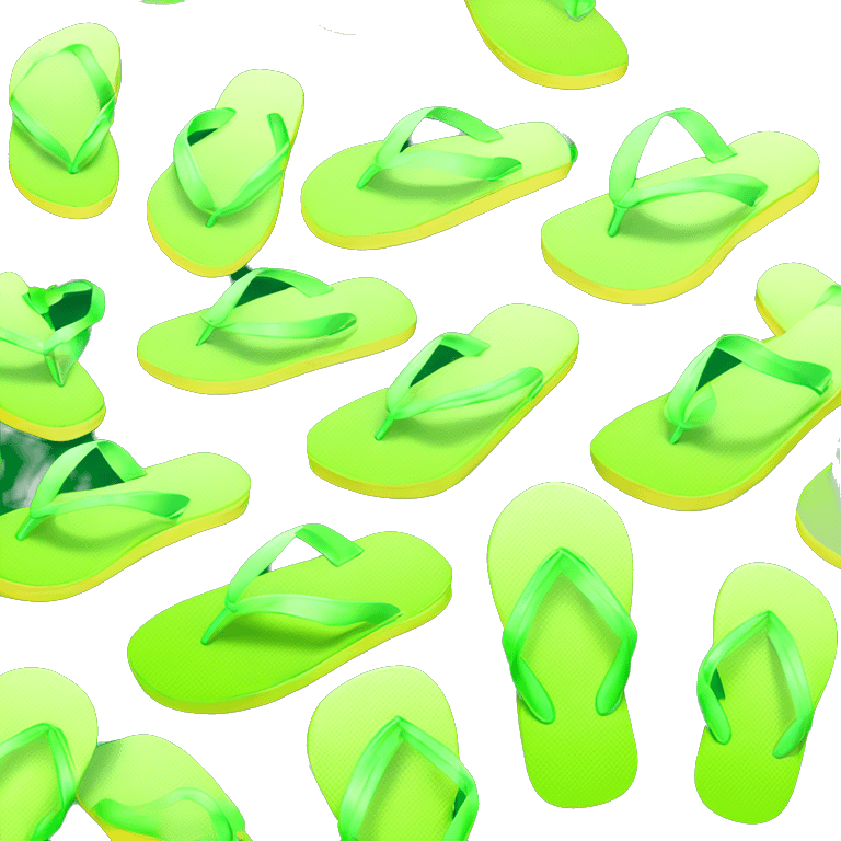 Realistic lime green gradient pair of summer flip flops isolated. emoji