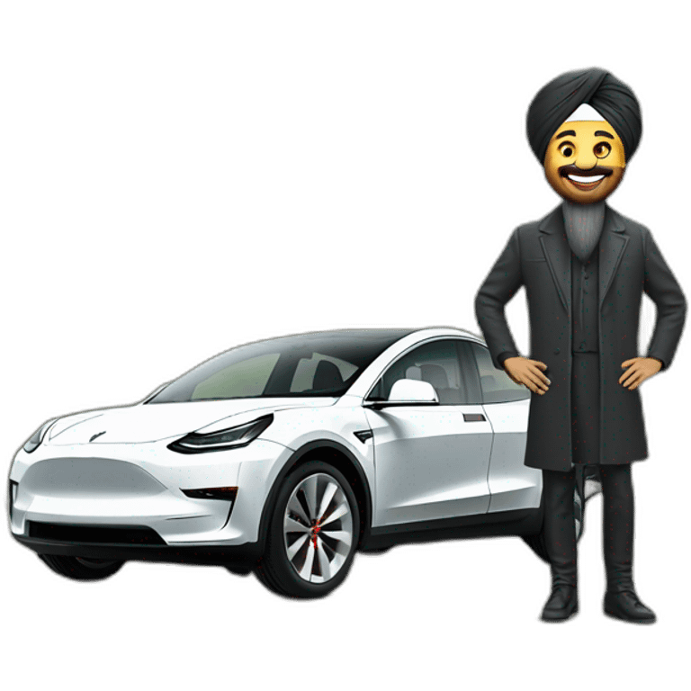 Sardar ji with tesla model Y emoji