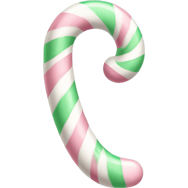 Realistic light pink and mint green candy cane. emoji