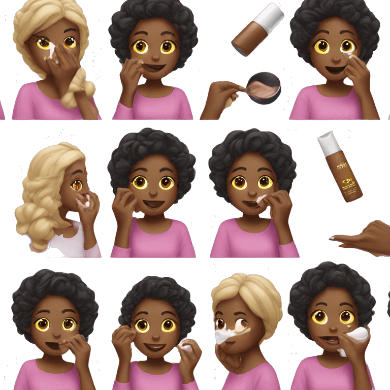 Black girl applying cream on face emoji