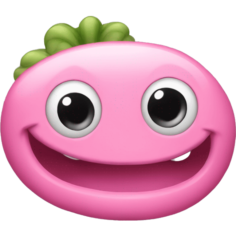 Pink little worm smiling  emoji