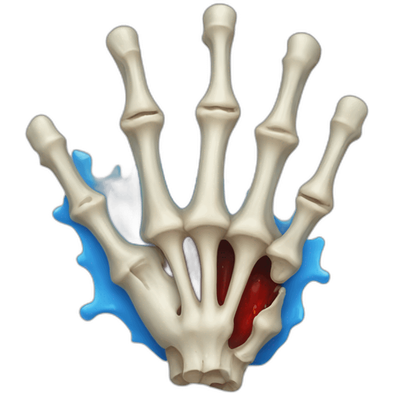 Bone hand with blue blood emoji