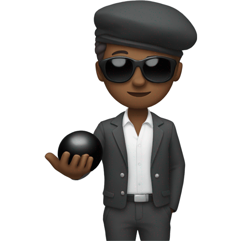 holding black ball on a plane emoji