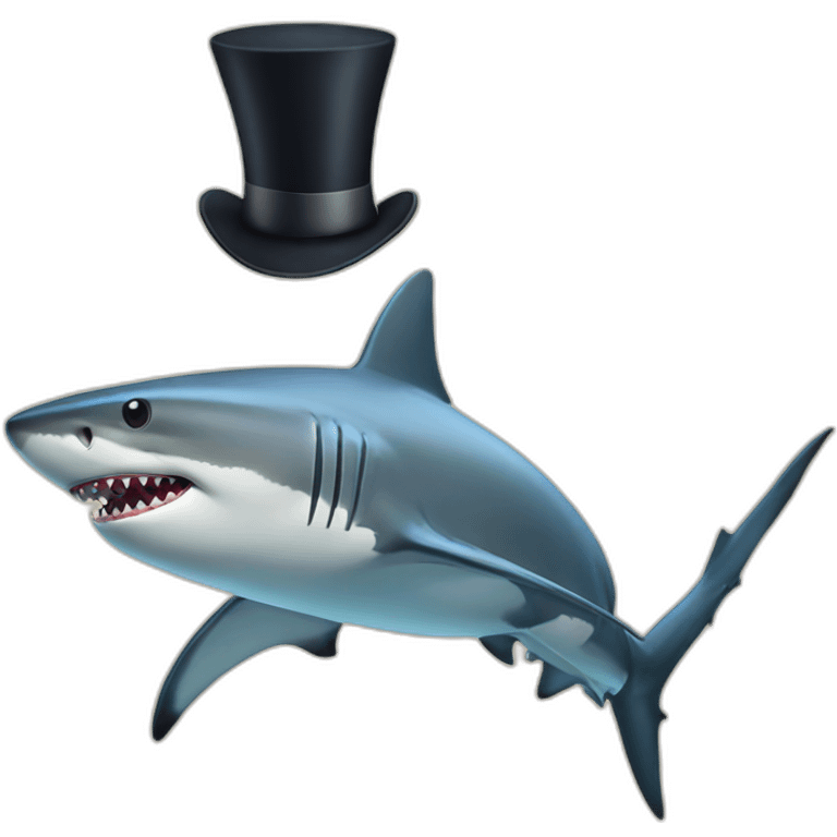 Shark with a top hat emoji