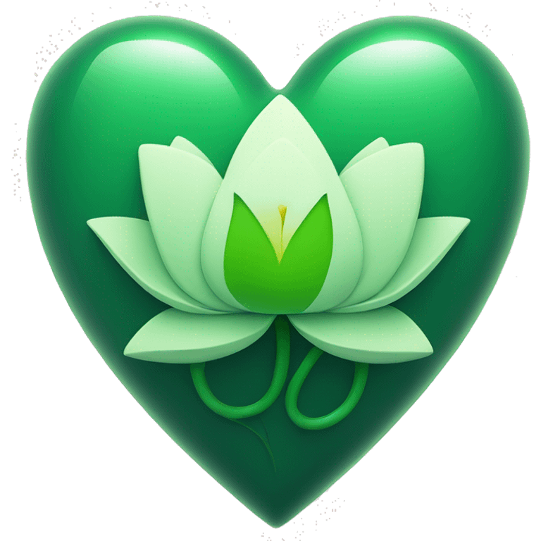 green heart with a lotus flower in the middl emoji