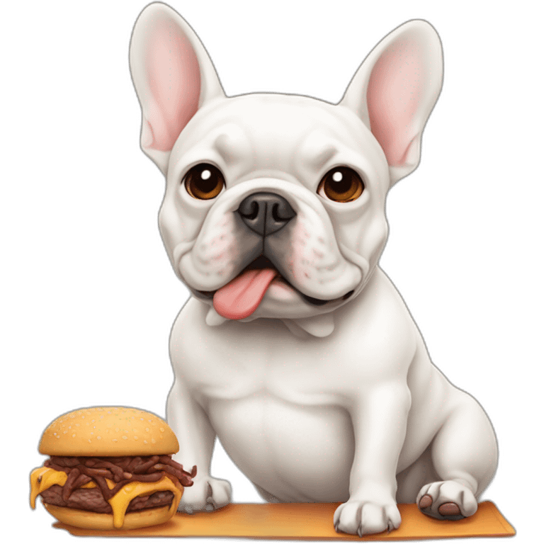 depressed-white FRENCH BULLDOG-eating BBQ emoji