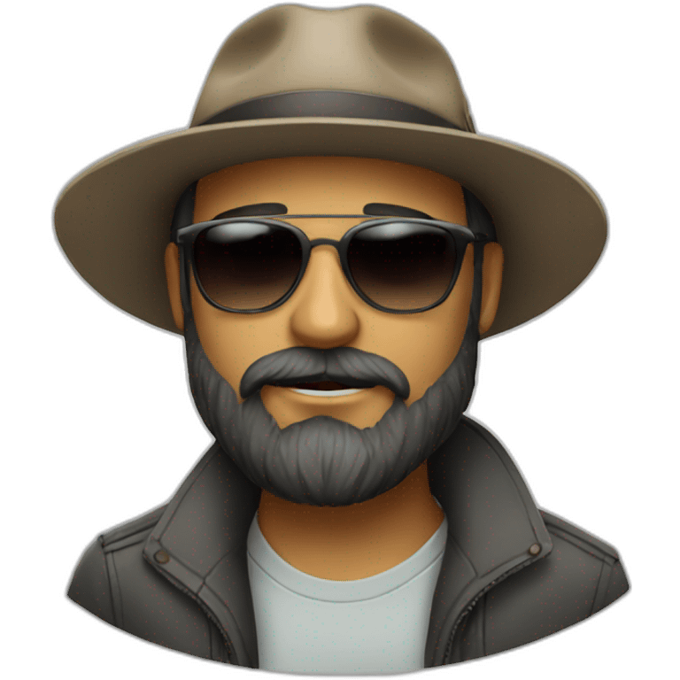 A man with a beard wearing sunglasses and a hat emoji