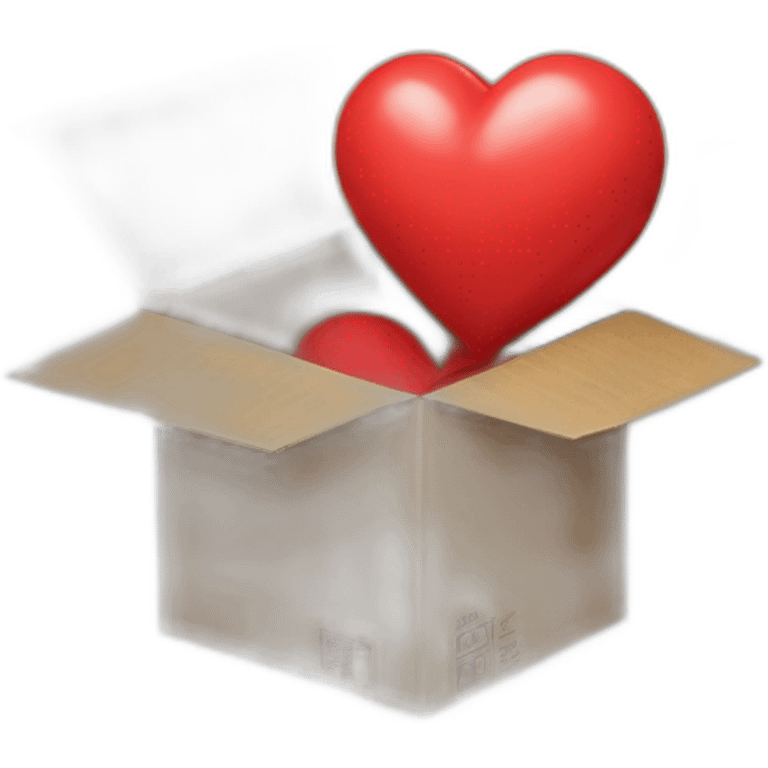 Real heart un a cardboard box emoji