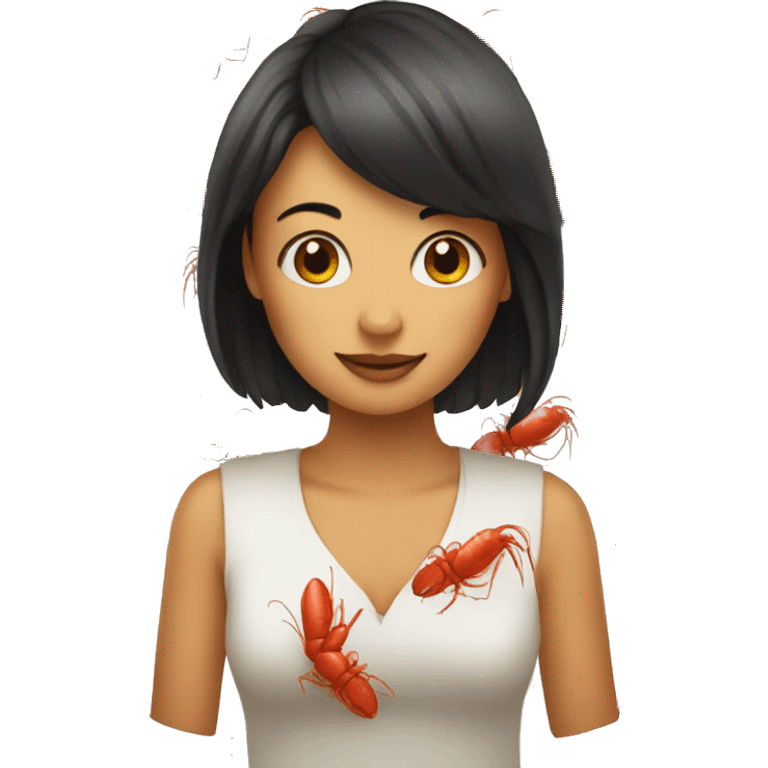 Crawfish and cute women emoji