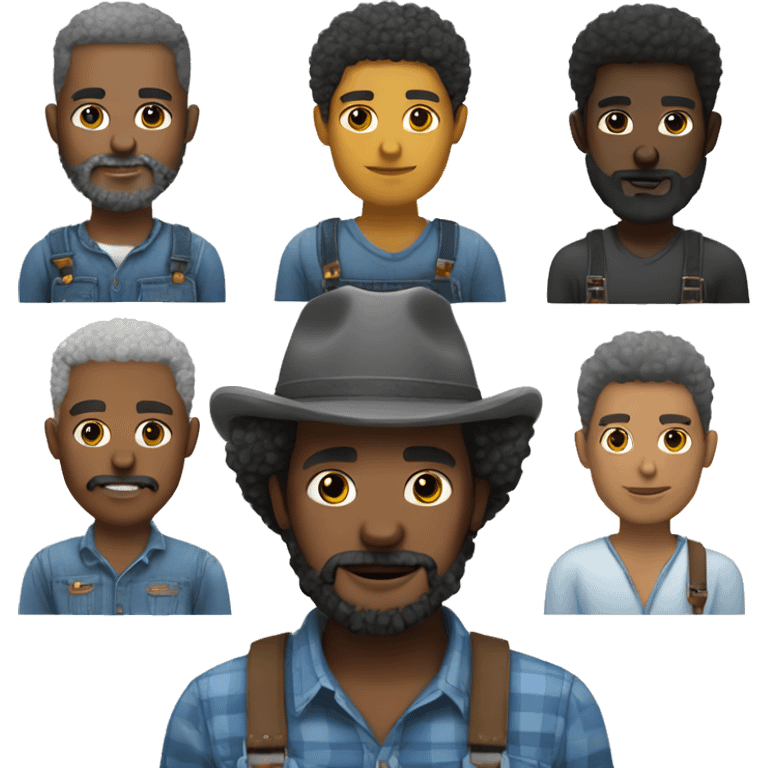 A black farmer with an afro kin and schnauzer beard without a hat
 emoji