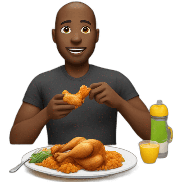 Black man eating chicken emoji