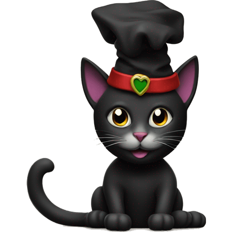 Black cat with jester hat emoji