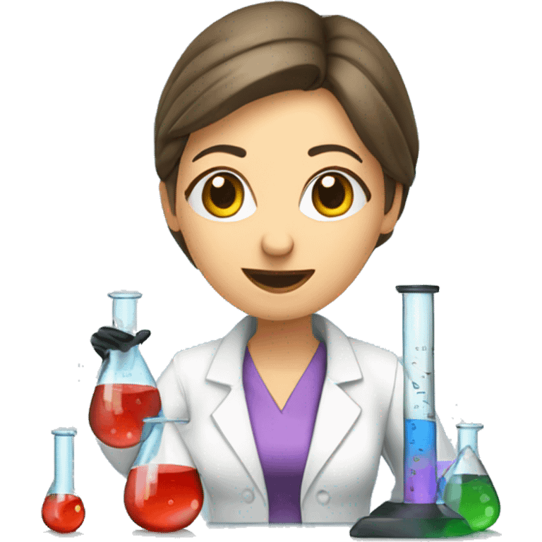 female research scientist working in lab with bacteria and test tubes emoji