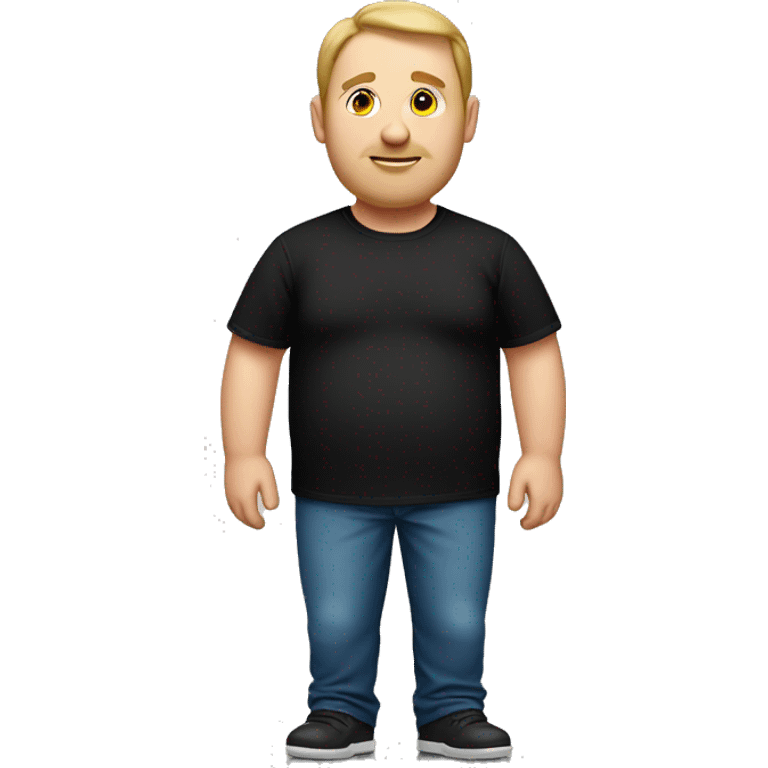 Caucasian Fat man black shirt emoji