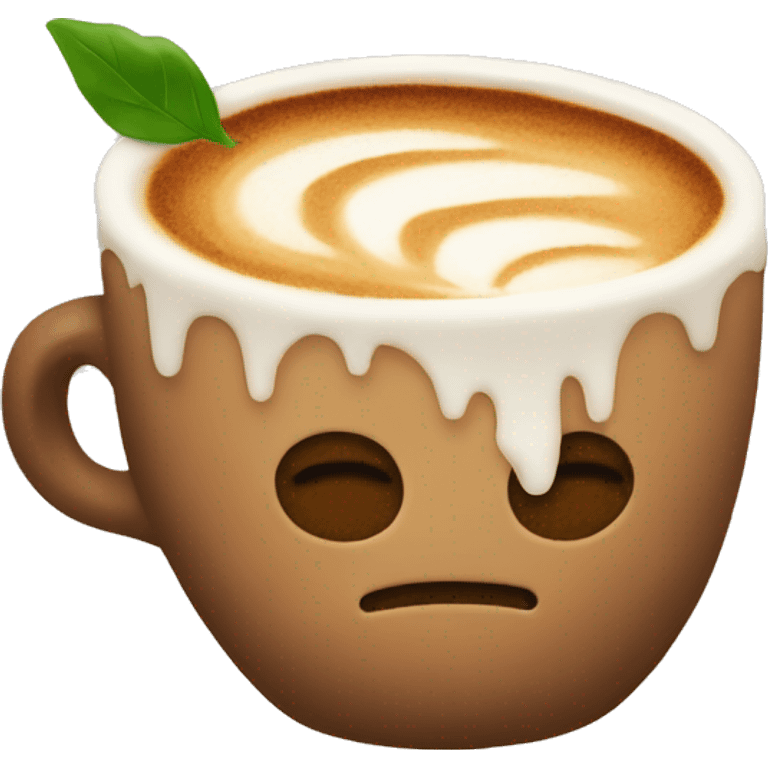 coffee with leaf latte art emoji