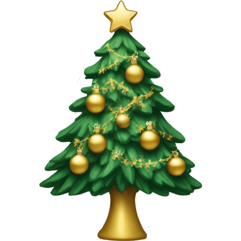 Christmas tree with snow and gold decorations  emoji