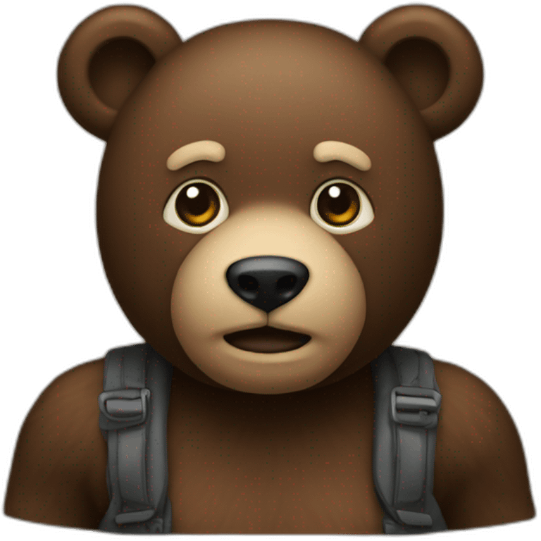 Bold man with big bear logo emoji