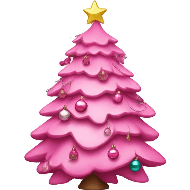 Pink decorated Christmas tree emoji