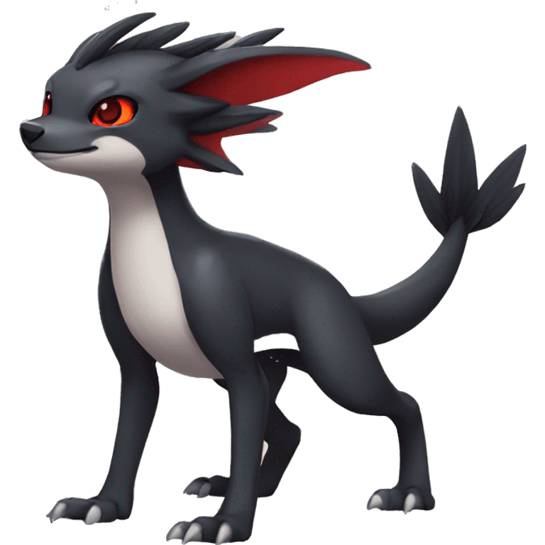 Cute cool black red nargacuga animal hybrid Fakemon full body emoji