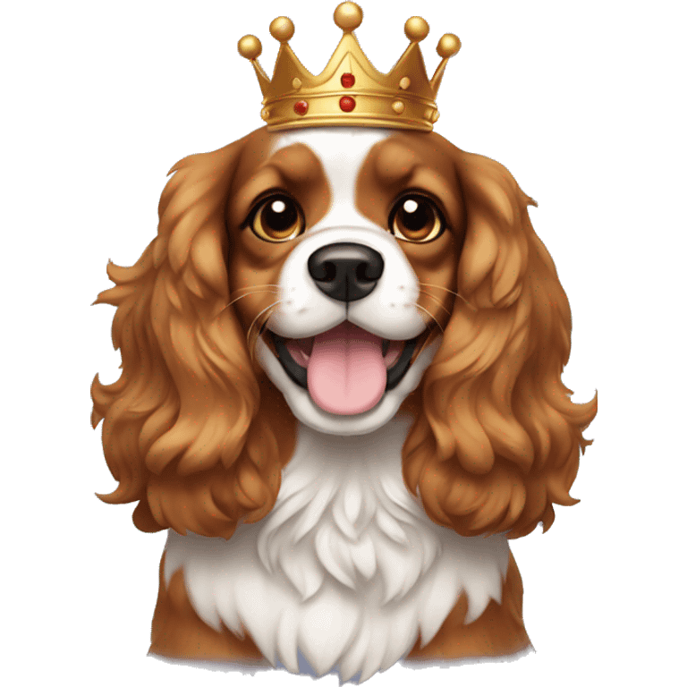 king charles puppy with a crown smiling  emoji