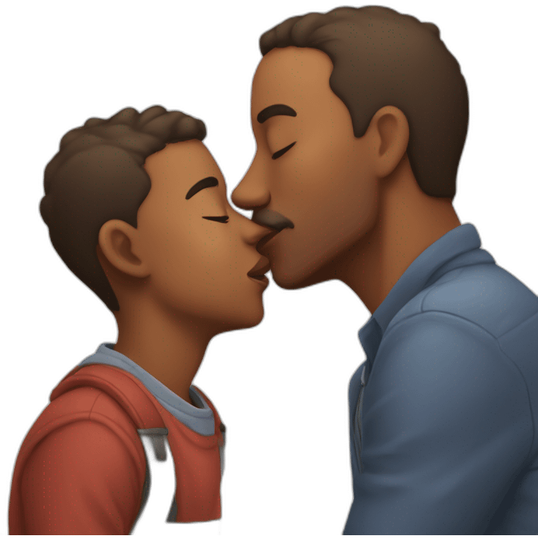 Dad kissing son on the lips but son is 18 years old emoji