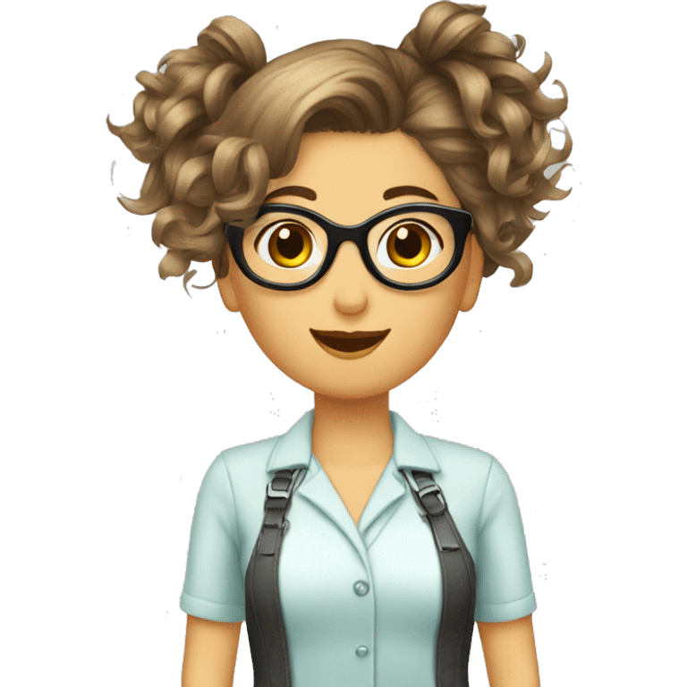 Hairdresser mujer pelo corto y lentes  emoji