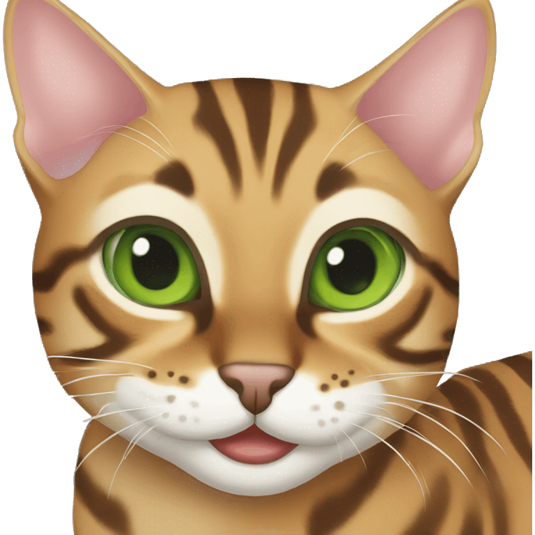 Bengal cat with big smile and green eyes  emoji